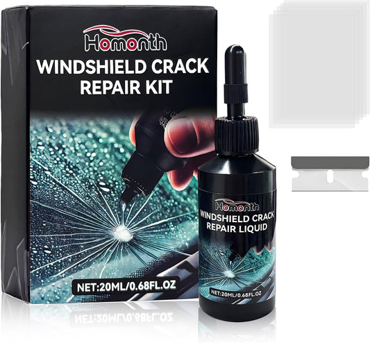 Windshield Crack Repair Kit, Quick Car Window Cracks Gone Glass Scratch Repair Liquid, Long-Lasting Windscreen Filler Tool Resin Fluid for Cracks Chips Star-Shaped Damage