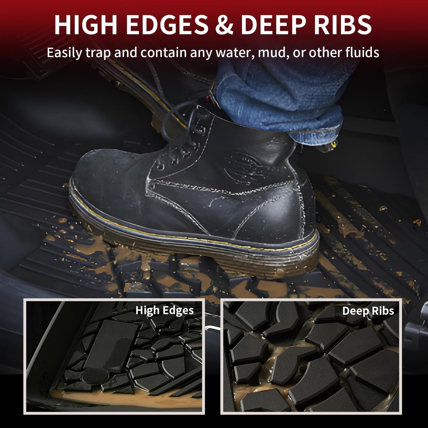 LASFIT Floor Mats for Jeep Grand Cherokee WL 2022-2025 2026 5-Seat (Include 4xe, NOT for L), All Weather TPE Custom Fit Car Mats Floor Liners Cargo Liner Cargo Mat Trunk Mat Black