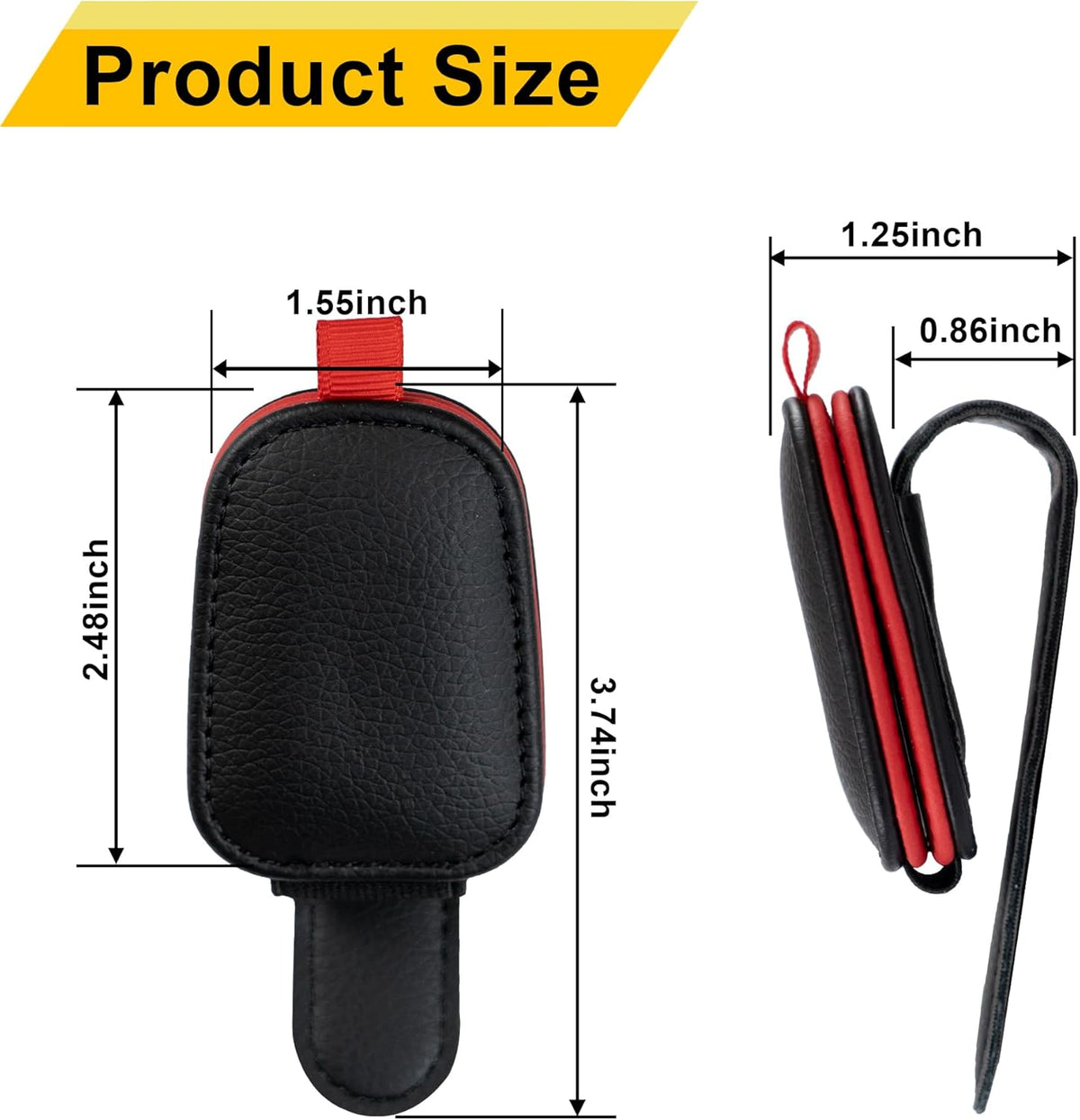 Yuoyar Magnetic Leather Sunglasses Holder for Car, 2 Packs (Black) | Magnetic Car Visor Accessories