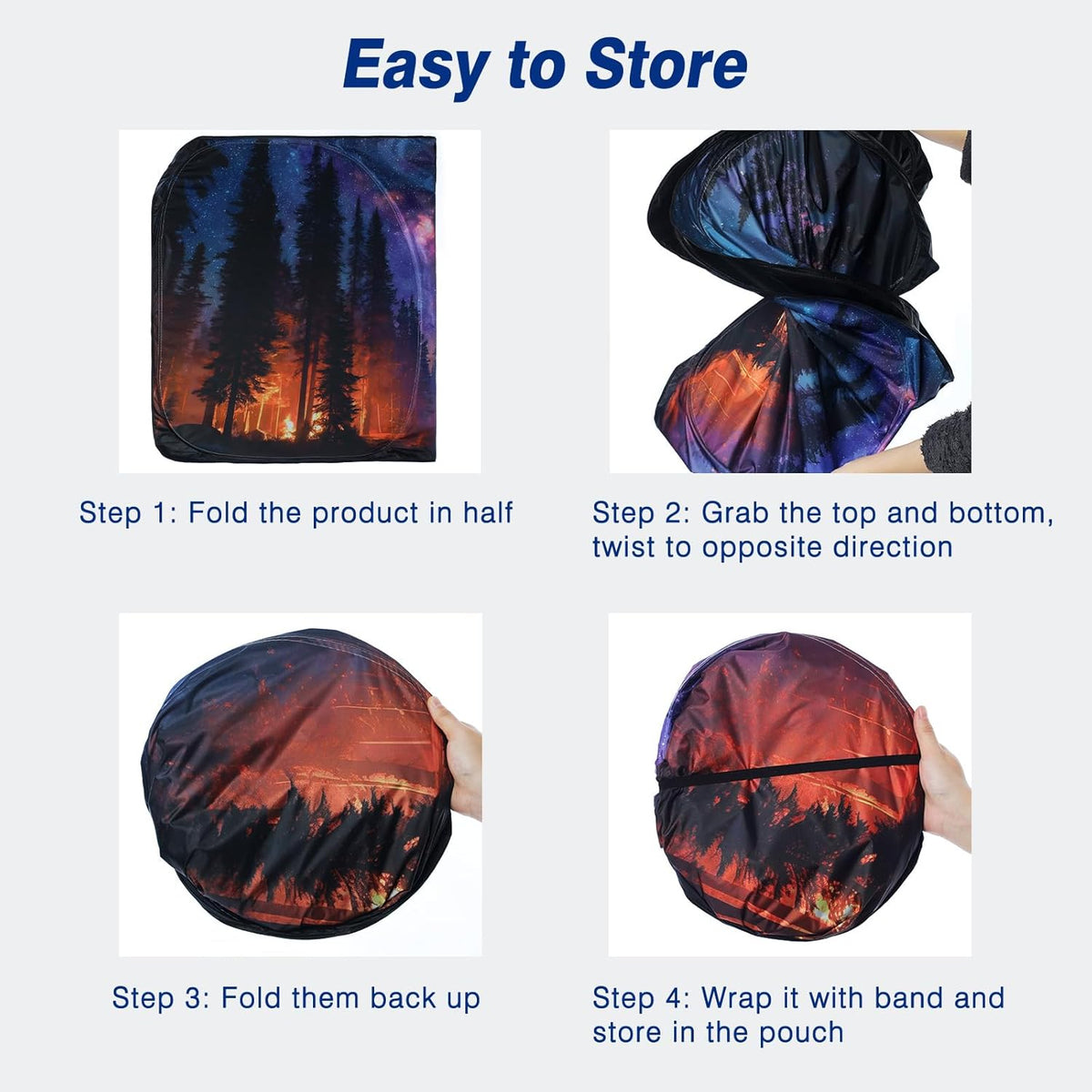 Car Windshield Sun Shade - Reflector Sunshade Offers Ultimate Protection for Car Interior, Cool Reflective Sun Blocker Fits Small Sedans, Mini SUVs