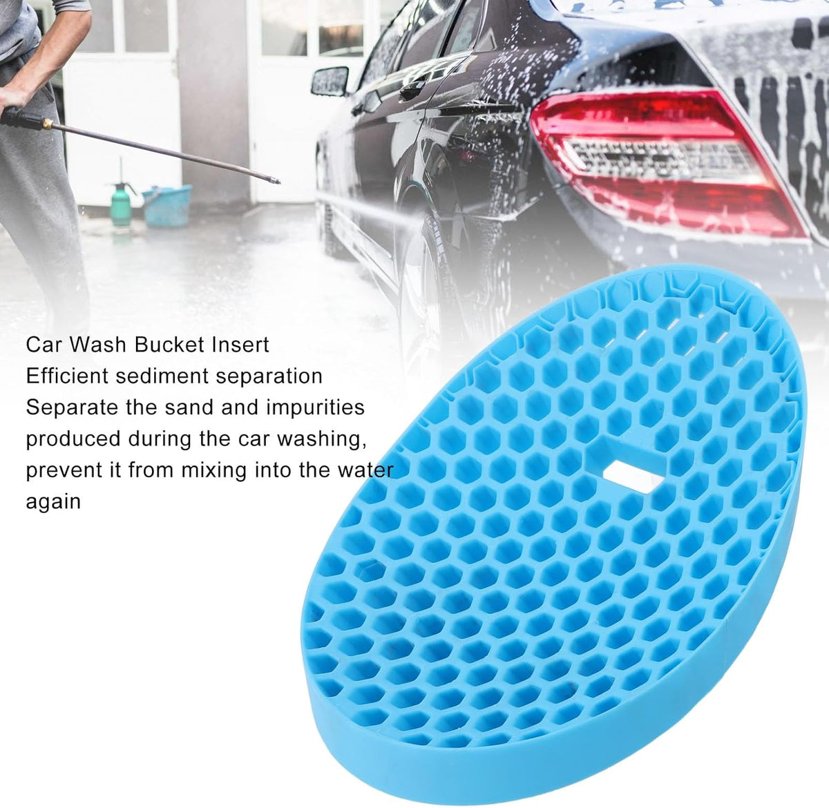 Tbest 1Pc Car Washing Grit Trap,Car Wash Bucket Insert Efficient Rugged Sediment Separation Car Wash Bucket for Car Detailing (Blue)
