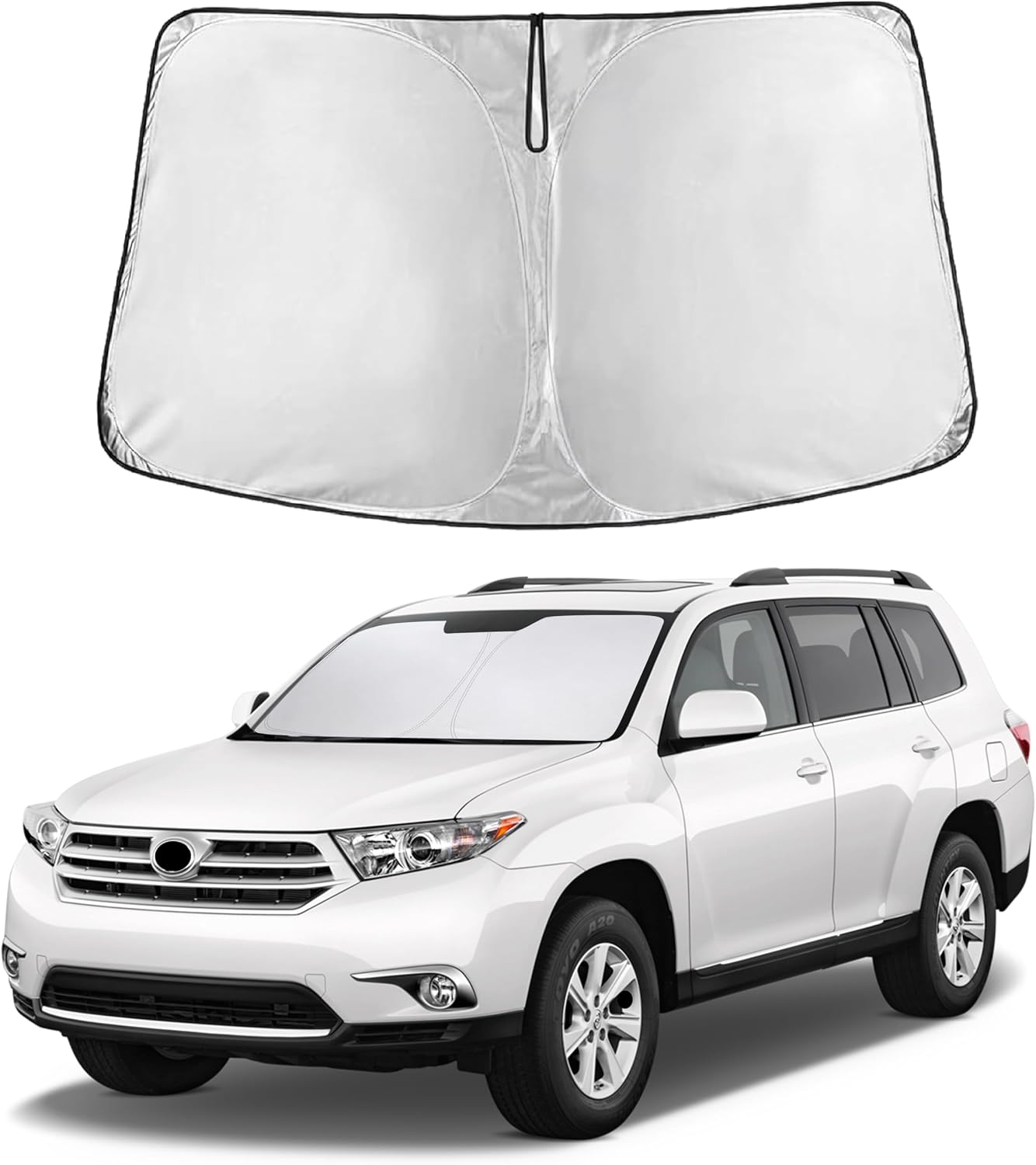 EcoNour Car Windshield Sun Shade | 2025 Upgraded Innovative No-Light-Pass Technology for Maximum Coverage | Foldable Sun Shade Keeps Your Vehicle Cool | Must-Have Car Accessories | Small (59" x 29") - Colors E