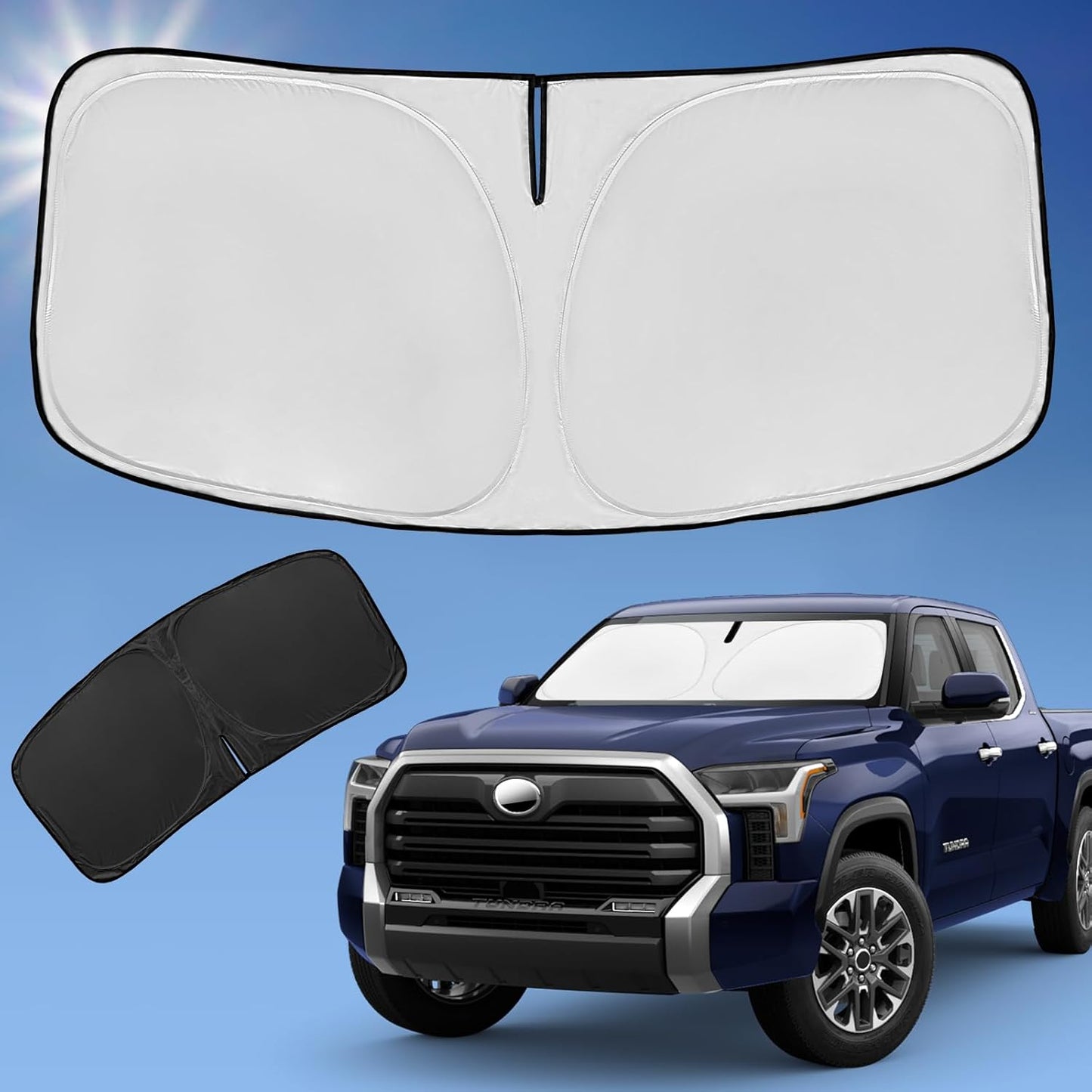 for Toyota Tacoma 2016-2023 2024 2025 2026 Sun Shade Sunshade Windshield Cover - 4 Layers Front Window Shade Custom Fit Tacoma 2Dr 4Dr Pickup Sun Visor 240T Shade Blocks UV Rays Car Accessories - Colors C