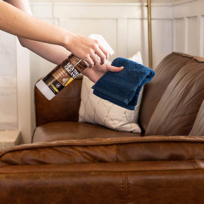 Amazing Leather Cleaner/Conditioner/Deodorizer | Powerful, Natural Enzyme Cleaner | USA Made | Great for Leather & Vinyl, Furniture, Boots, Purses, Clothing & More Removes Stains Spray & Wipe (16oz)