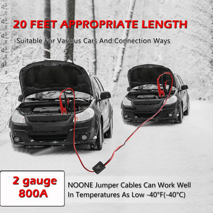 NOONE Jumper Cables for Car Battery, Heavy Duty Automotive Booster Cables for Jump Starting Dead or Weak Batteries (10-Feet)