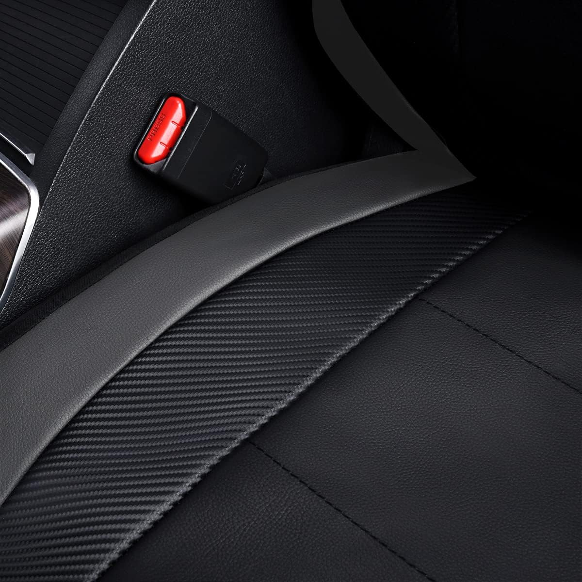 Flying Banner Carbon Fiber Leather Vehicle Seat Covers, Leopard Gray Black, Universal Fit - 8PCS