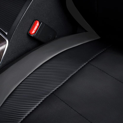 Flying Banner Carbon Fiber Leather Vehicle Seat Covers, Leopard Gray Black, Universal Fit - 8PCS
