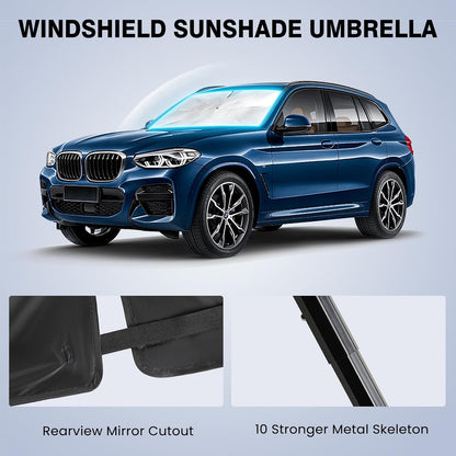 Windshield Sun Shade Umbrella - Car Sun Shade Windshield, Foldable Car Window Shades, Reflector Sunshade Offers Ultimate Sun Protection for Hatchback, Truck, SUV, MPV