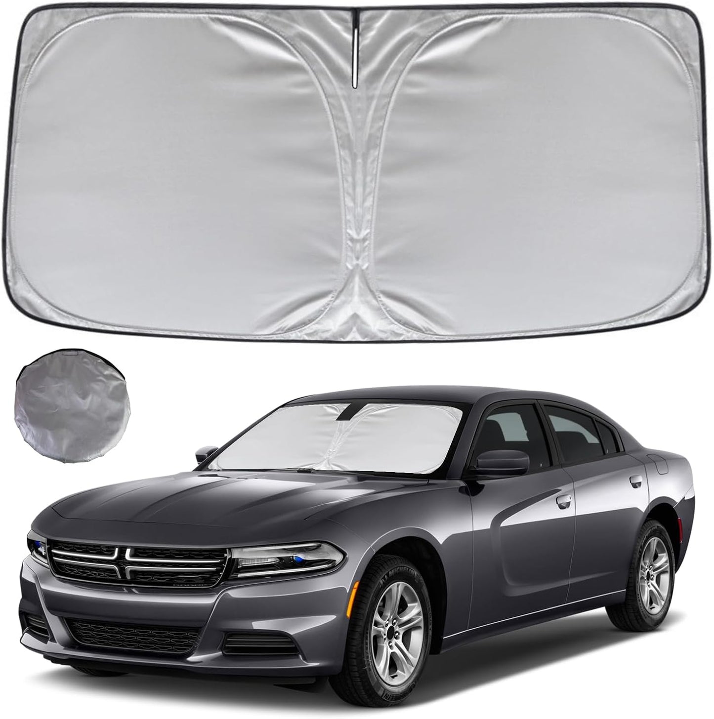 KAYZT Windshield Sun Shade for 2019-2025 2026 Chevy Silverado 1500 /GMC Sierra 1500 2500HD 3500HD Foldable Sunshade Front Window Custom Fit Car Accessories - Colors B