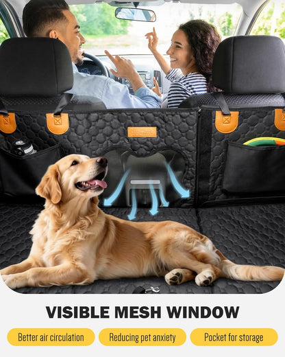 Back Seat Extender for Dogs, Waterproof Dog Car Seat Cover for Back Seat with Hard Bottom, Upgraded Material, Anti Scratch, Easy to Use and Clean, Holds 420lbs