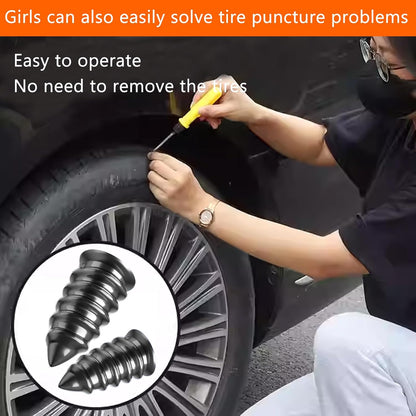 Tire Repair Kit, Tire Plug Kit, No Need to Remove Tire, Quick Flat Tire Repair Tool with Plug Screws, Portable Kit for Cars, Trucks, Motorcycles & SUVs
