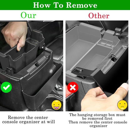 Eamplest 4PCS Center Console Organizer for 2018-2022 2023 Jeep Wrangler JL JLU and Gladiator JT Accessories Gear Shift Side Tray Organizer,Hanging Armrest Storage Box (Not for JK/JKU)