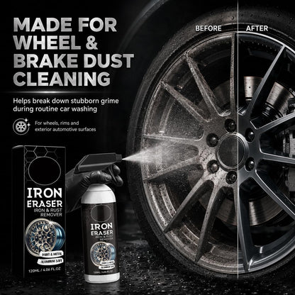 Iron Eraser Rust Remover Spray, Iron Powder Remover for Car Wheels, Paint and Automotive Surfaces, Fast Acting Automotive Surface Cleaner, 2 PCS (2 pcs)