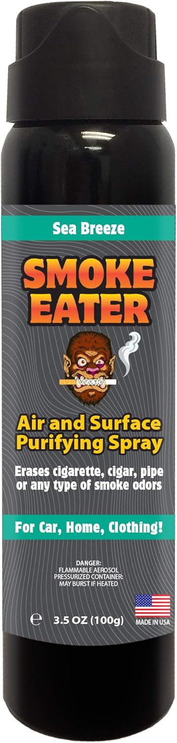 Smoke Eater Cigarette, Cigar, Cannabis & Tobacco Odor Eliminator Spray & Air Freshener for Car, Home, Clothes — Lavender, 4 oz Travel Size — Tea Tree Oil Formula, Non-Aerosol Pump Spray