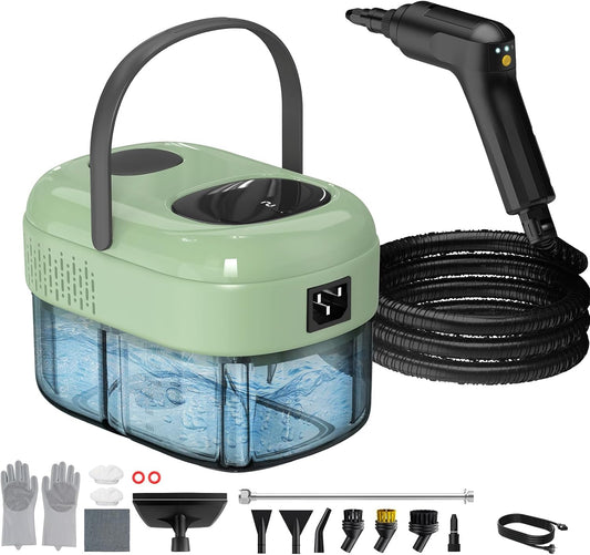 Pressurized Steam Cleaner, 3-Level Adjustable Handheld Steamer Cleaning for Home, 15s Fast Heat-Up & 47.3oz Tank, 2500W Multi-Surface Portable Steamer for Floor/Grout/Car/Kitchen & Bathroom