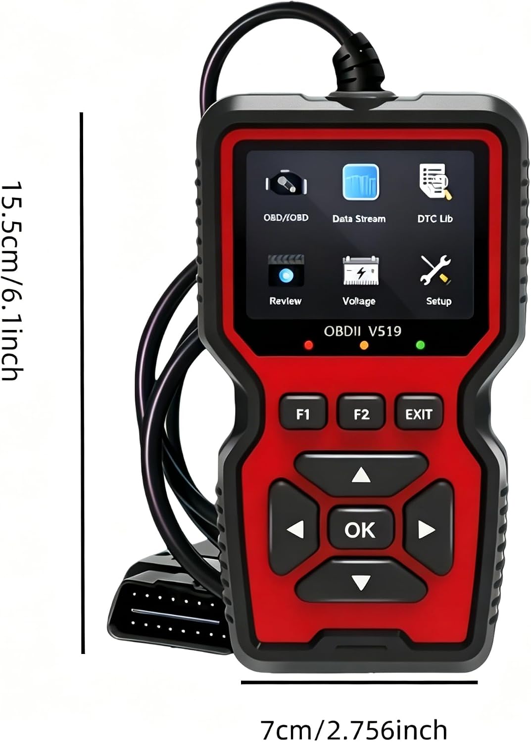 V519 OBD2 Scanner Diagnostic Tool, Car Code Reader with 35,901 Built-in DTC Lookup, Check Engine Light Reader, Live Data, I/M Readiness, Battery Voltage Test, for 1996+ Vehicles