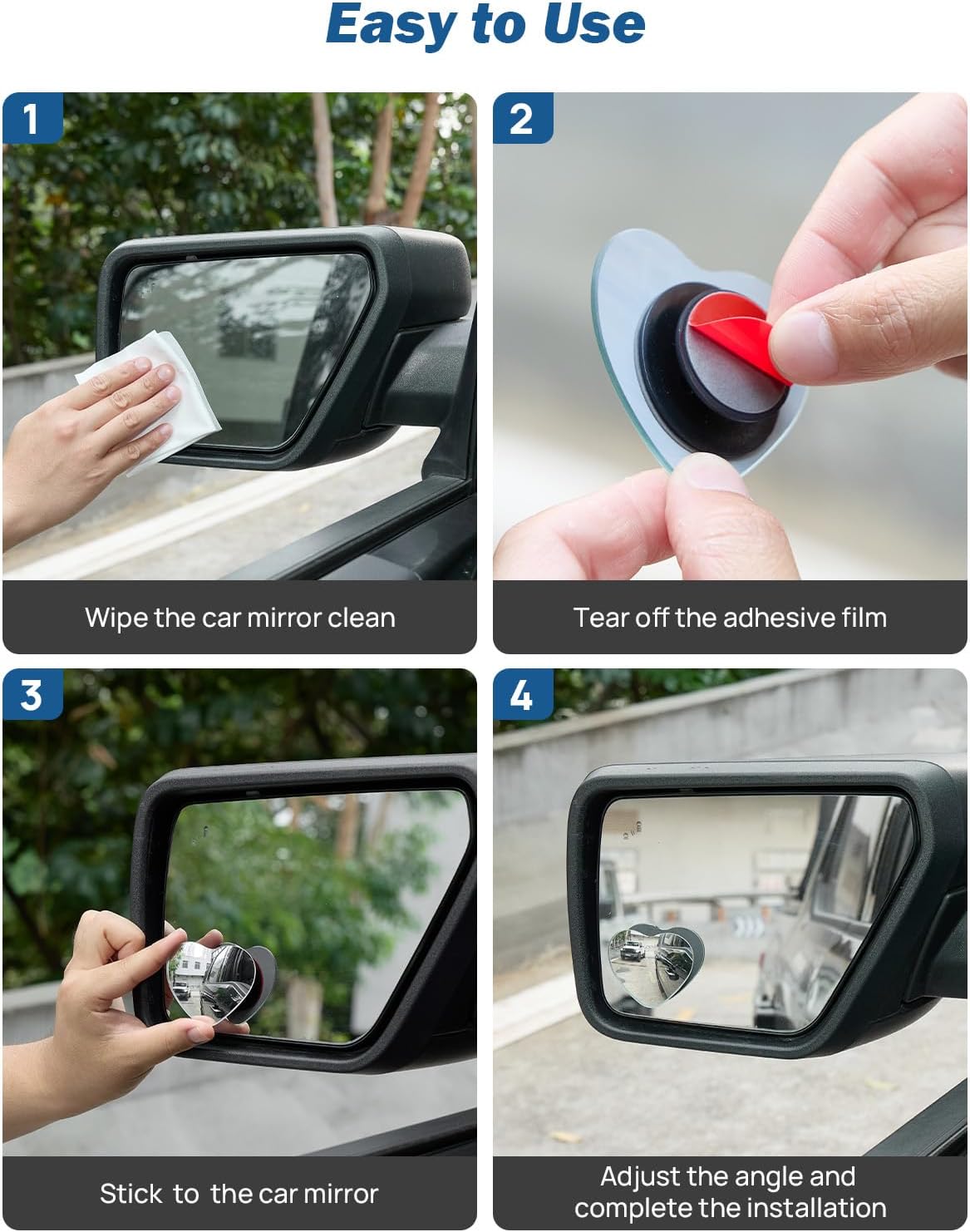 JOYTUTUS Blind Spot Mirror 2 Pack HD Frameless Convex Glass for Wide Angle View and Safer Lane Changing Compatible with Cars SUVs Trucks RVs Easy Stick On & Long Lasting Durability
