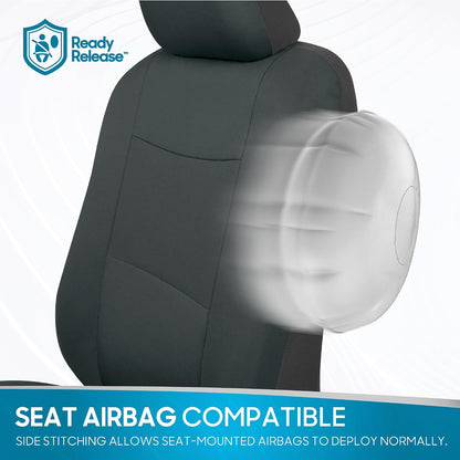 BDK PolyPro Car Seat Covers Full Set in Charcoal on Black – Front and Rear Split Bench for Cars, Easy to Install Cover Set, Accessories Auto Trucks Van SUV