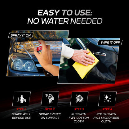 FW1 2 Pack, A High Performance Car Wax Polish | Easy To Use Scratch-Free Waterless Car Wash Spray & Detail Cleaning Polish (17.5oz) | Spray Wax for Cars, Trucks, Motorcycles, RVs and boats.