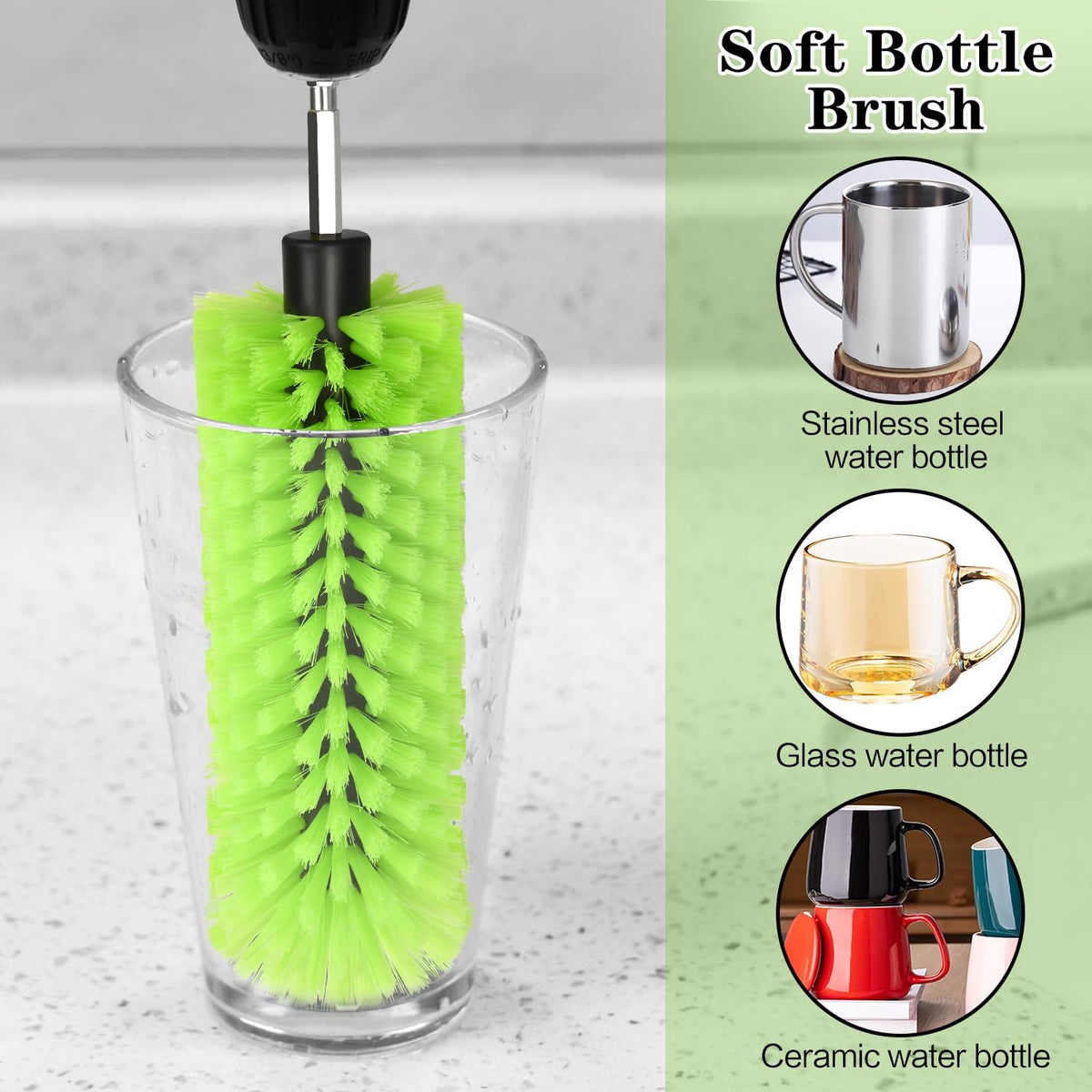 Drill Brush for Car Wheel and Bottle, Highly Dense and Durable Car Cleaning Brush for Wheels, Rims, Engines, Exhaust, Bottle