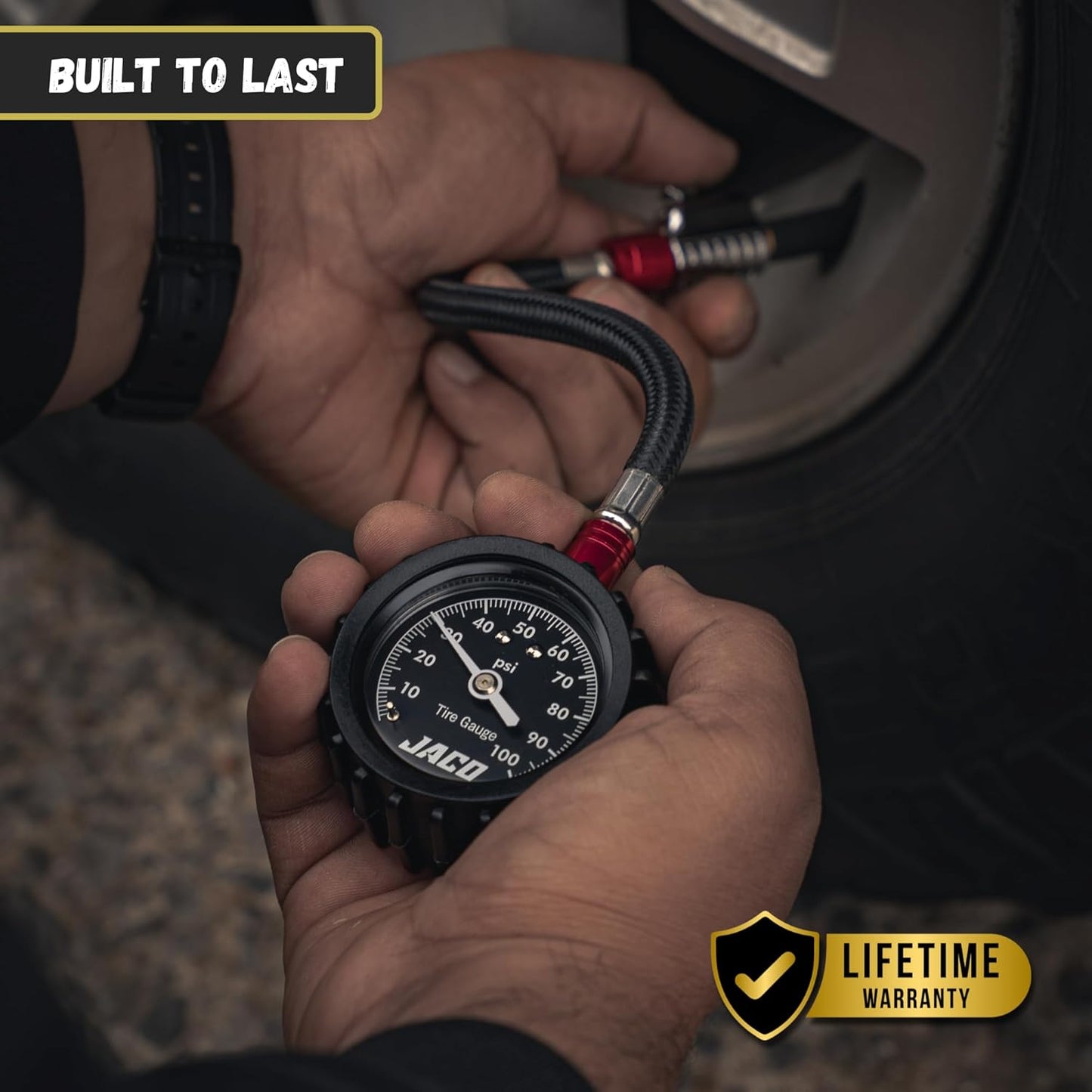 JACO ElitePro-X Tire Pressure Gauge with Lightning Chuck (100 PSI)