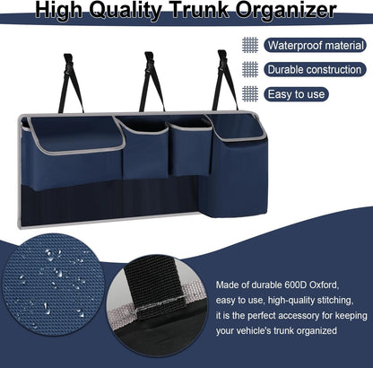 UYYE Trunk Hanging Organizer, Backseat Bag, Car Interior Accessories with 4 Pockets & 2 Mesh Pouches for Groceries, Will Provide More Storage Trunk Space for SUV, Jeep, MPVs