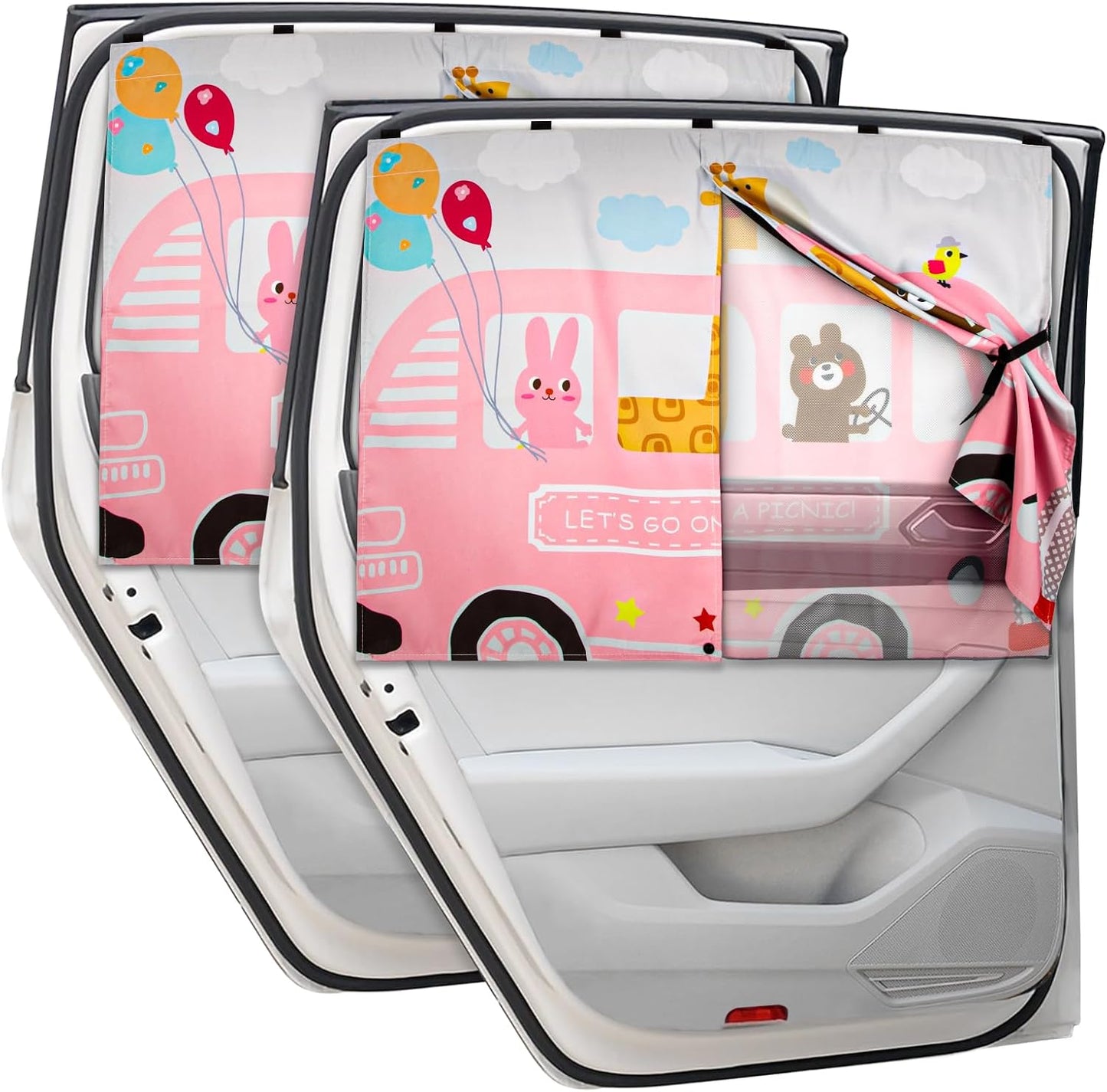 Car Window Shades, 2 PCS Magnetic Double Layer Auto Sun Shade for Side Windows Privacy Full Covers/Half Shade Options Back Car Window Curtains for Baby Protection