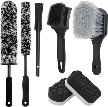 5PCS Wheel Cleaner Brush Kit, Tire Brushes, Rim Cleaner Brush,Car Detailing Brushes, Car Wash Tools for Wheels and Tires No Spatter