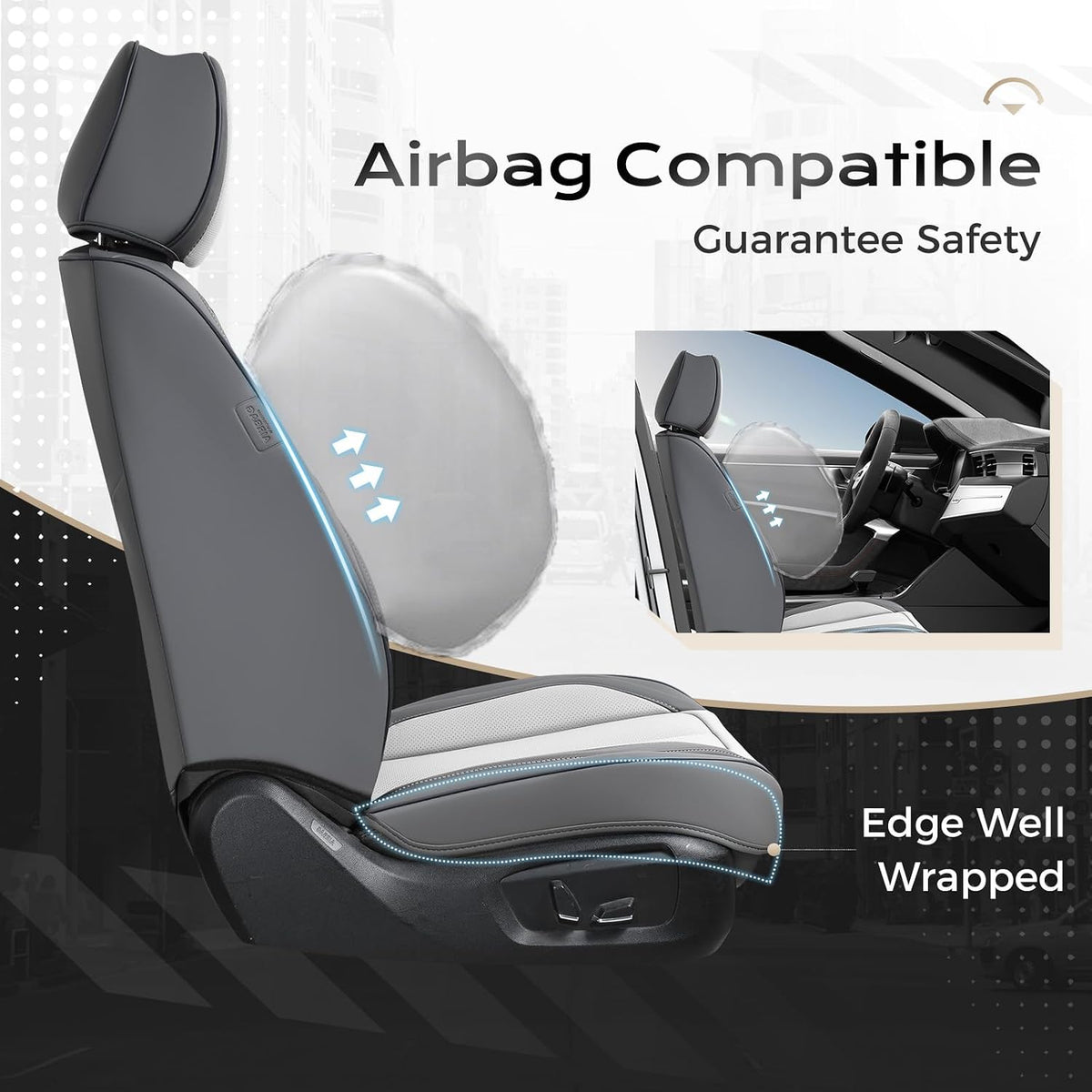 Coverado Seat Covers Full Set, Black Seat Covers for Cars 5 Seats, Car Seat Protector, Waterproof Nappa Leather Car Seat Cushion, Front and Rear Car Seat Cover Fit for Most Sedans SUV Pick-up Truck - Colors B