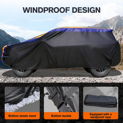 Car Cover Waterproof All Weather for Automobiles, 6 Layers Outdoor Full Exterior Cover Rain Sun UV Snowproof Protection with Zipper Cotton, Mirror Pocket for Sedan (190-195 inch)