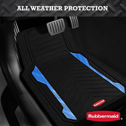 Rubbermaid Car Floor Mat, Heavy Duty All-Weather Car Mats Full Set with Dual-Tone Pink Aluminum Inserts – Universal Fit, Anti-Slip Backing, Trim-to-Fit for Most SUV, Sedan, Van