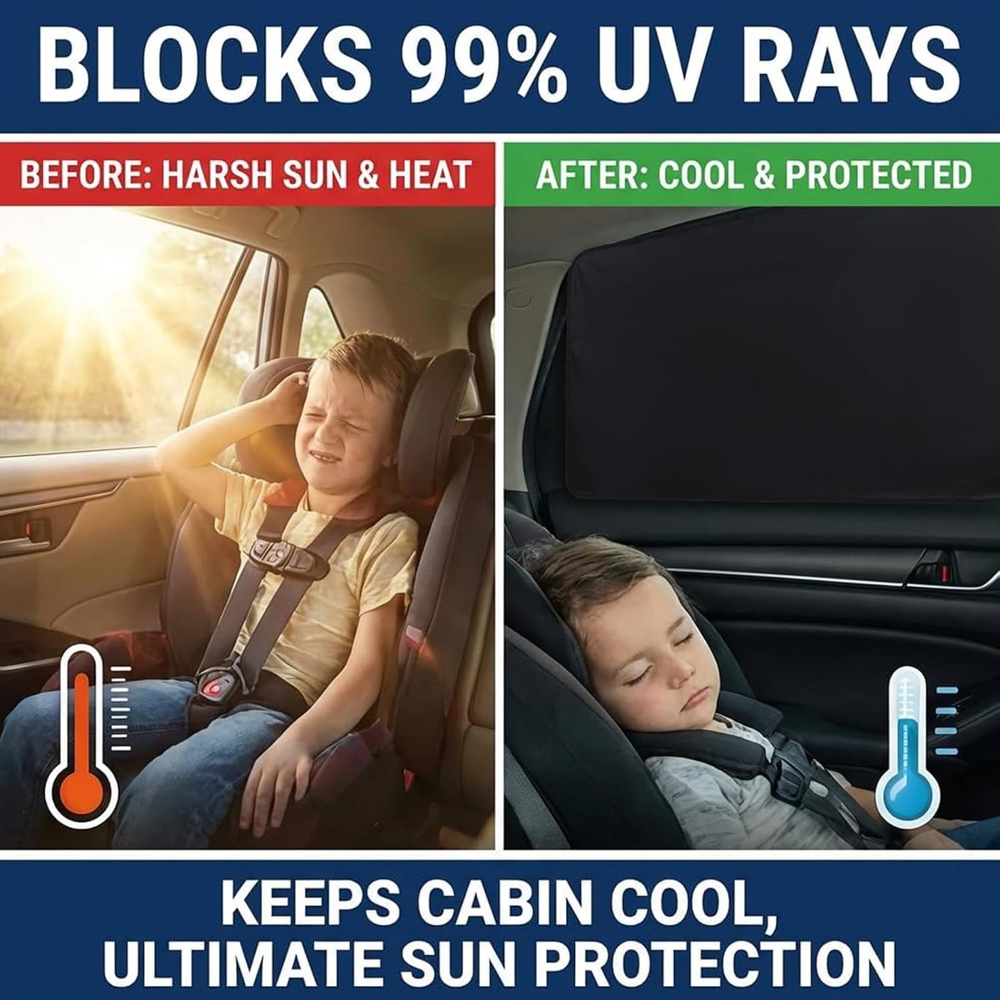 XCBYT Car Window Shades - 4 Pcs Car Privacy Curtains - 100% Block Light Car Window Covers - Magnetic Side Window Sun Shade Keeps Cooler for Breastfeeding, Taking a nap, Changing Clothes, Camping
