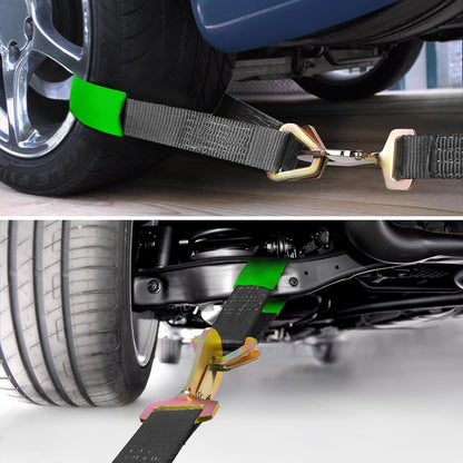 Trekassy Car Tie Down Straps for Trailers with Snap Hooks, Ratchet Straps for Car, Truck, UTV & More, 10000 lb Break Strength, Includes (8) Axle Straps