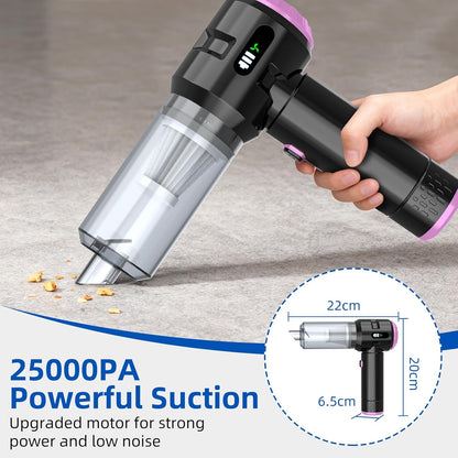 Sycoodeal Handheld Car Vacuum Cleaner, 25000PA Strong Cyclonic Suction Portable Mini Vacuum Cordless with Digital Display Lightweight Handheld for Pet Hair, Car, Home, Office, Kitchen(Silver)
