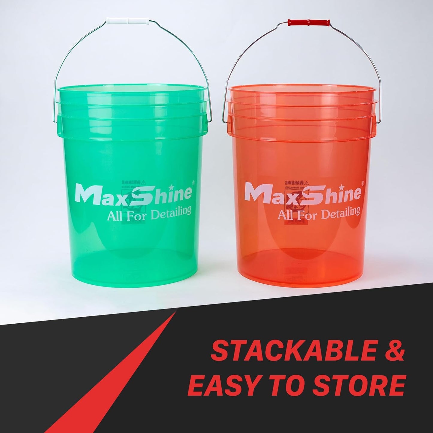 Maxshine 3.5 Gallon Universal Detailing Bucket (Red) – Car Wash Bucket for Scratch-Free Washing – Garage Storage & Auto Detailing Tool Holder – Holds Soap, Foam Cannon, Brushes, Microfiber Towels