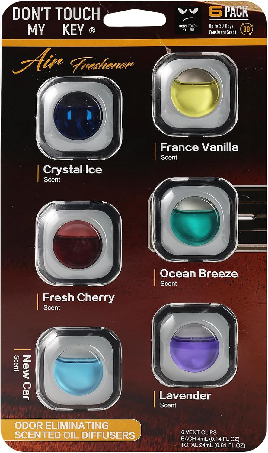 Car Air Freshener Vent Clip 6 Pack 4ml Each Up to 180 Days Long Lasting Scent Odor Eliminator for Women Men(Ocean Breeze)