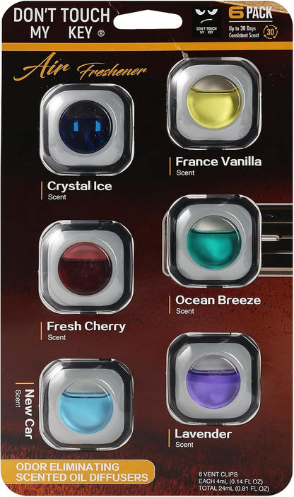 Car Air Freshener Vent Clip 6 Pack 4ml Each Up to 180 Days Long Lasting Scent Odor Eliminator for Women Men(Ocean Breeze)