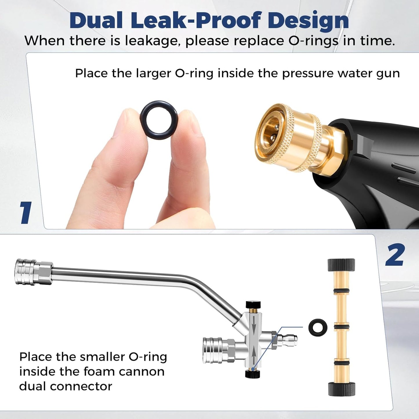 Foam Cannon for Pressure Washer, Industrial Car Wash Foam Sprayer with 1/4 Inch Quick Connector, Adjustable Soap Cannon with 5 Pressure Washer Nozzle Tips for Car Detailing, 1 Liter