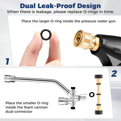 Foam Cannon for Pressure Washer, Industrial Car Wash Foam Sprayer with 1/4 Inch Quick Connector, Adjustable Soap Cannon with 5 Pressure Washer Nozzle Tips for Car Detailing, 1 Liter