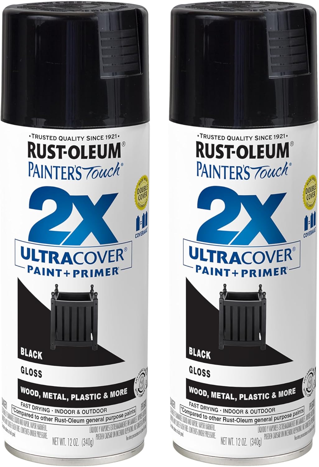 Rust-Oleum 334029 Painter's Touch 2X Ultra Cover Spray Paint, 12 oz, Gloss Clear - Colors D