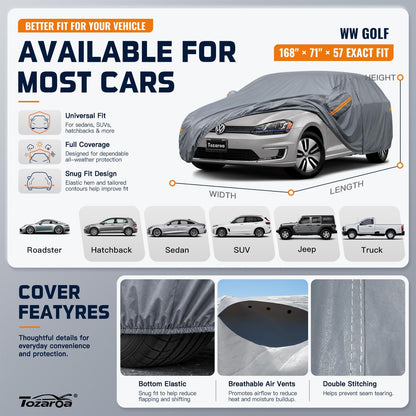 SUV Cover Waterproof All-Weather,Outdoor Full Exterior Automobiles SUV(Length 182-190 inch) with Windshield Sun Shade Universal Fit Toyota RAV4,CRV,Model Y,Q5,Size S2 (See SizeChart)