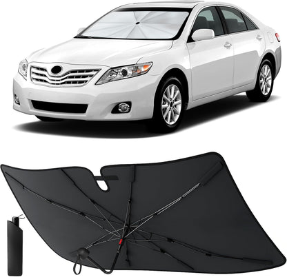 Econour Windshields Sun Shade for Car | Medium Foldable Car Sunshade & Window Tint | UV & Heat Protection Front Window Sun Shield, Keeps Interior Cool, Fits Sedans SUVs & Trucks (57” x 33”)
