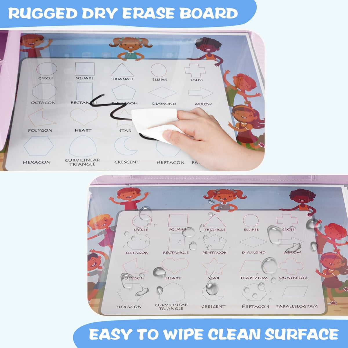 MENZOKE Kids Travel Tray for Toddler Car Seat, Road Trip Activities for Kids with iPad Holder Stand & Dry Erase Board, Road Trip Essentials Accessories Lap Tray as Travel Gifts for Kid, Pink