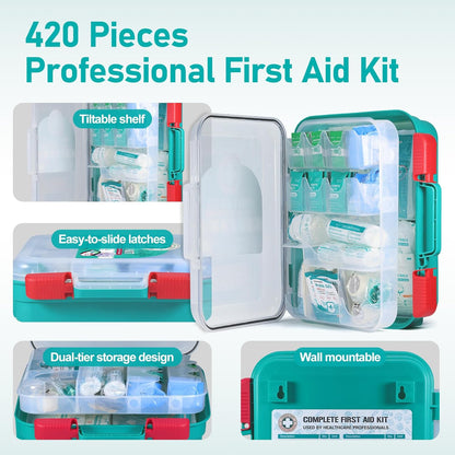 General Medi 110 Pieces Small First Aid Kit - HardCase First Aid Box - Contains Premium Medical Supplies for Travel, Home, Office, Vehicle, Camping, Workplace & Outdoor