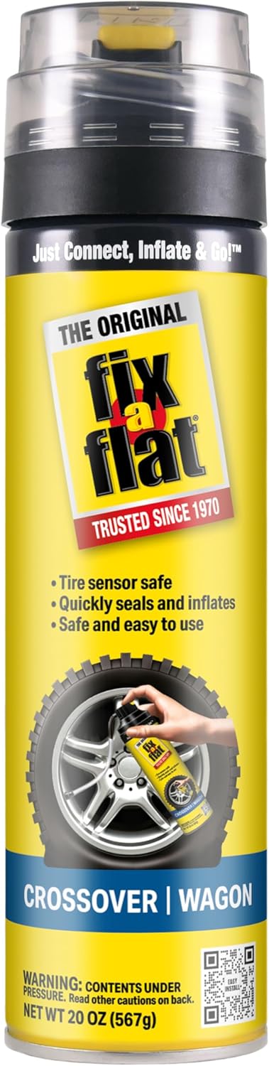 Fix-A-Flat S60420 Aerosol Emergency Flat Tire Repair and Inflator, for Standard Tires, Eco-Friendly Formula, Universal Fit for All Cars, 16 oz. (Pack of 1)
