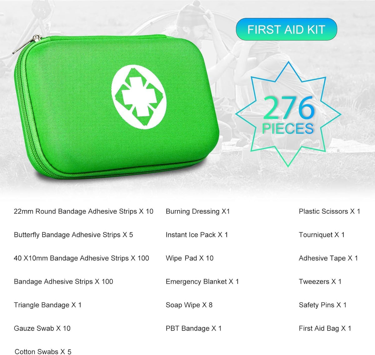 276PCS First Aid Kit Home Car Camping Hiking Emergency Supplies Small Compact Lovely Bag for School Outdoor, Basic Outdoor Essentials Survival Kit for Travel AMORNING