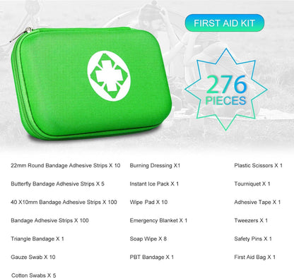 276PCS First Aid Kit Home Car Camping Hiking Emergency Supplies Small Compact Lovely Bag for School Outdoor, Basic Outdoor Essentials Survival Kit for Travel AMORNING