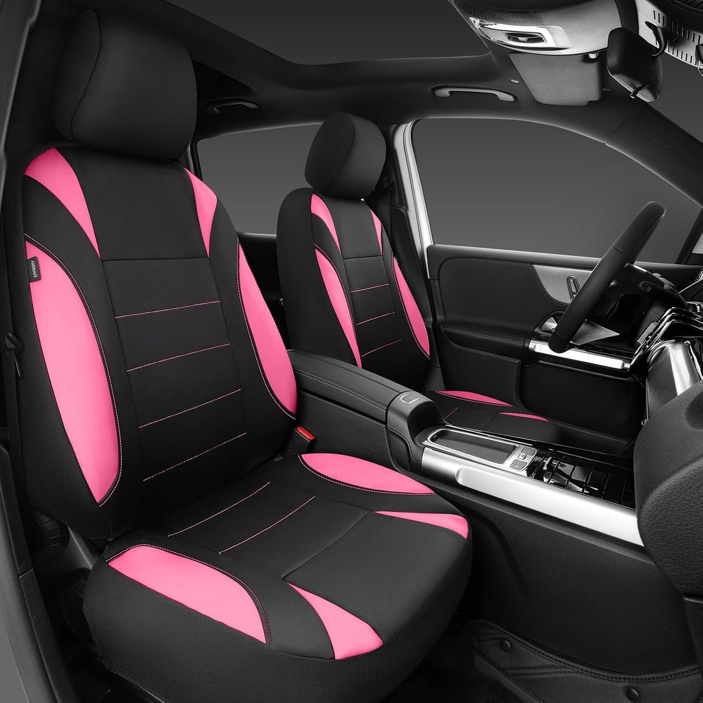 CAR PASS Waterproof Car Seat Covers Front Seats Only with 5mm Composite EVA, Neoprene Car Seat Cover with Separate Headrest Cover, Quick Setup Universal Fit for Car SUV Trucks,Airbag Compatible（Gray