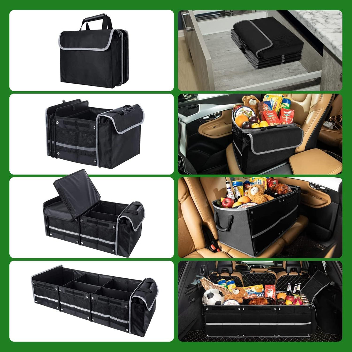 Car Trunk Organizer,Heavy Duty Collapsible 95 L Capacity Car Trunk Storage Organizer,Multi-Compartment Pockets, Adjustable Straps - Ideal for Travel, Camping, Shopping,Perfect for SUV, Truck, Sedan