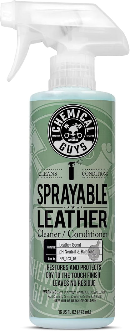 Chemical Guys Sprayable Leather Cleaner and Conditioner in One - Cleans, Conditions, and Protects Leather, Vinyl, Faux & More, Safe for Cars, Furniture & Apparel - 16 oz